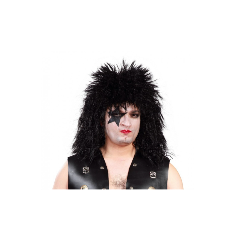 Peluca Rockero Negra En Caja