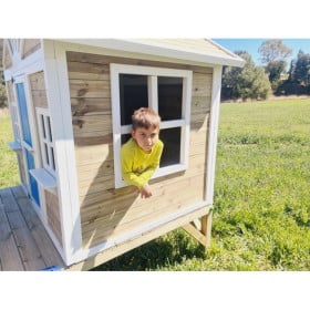 Casita infantil de madera por paneles Masgames VISBY elevada 60 cm Rosa