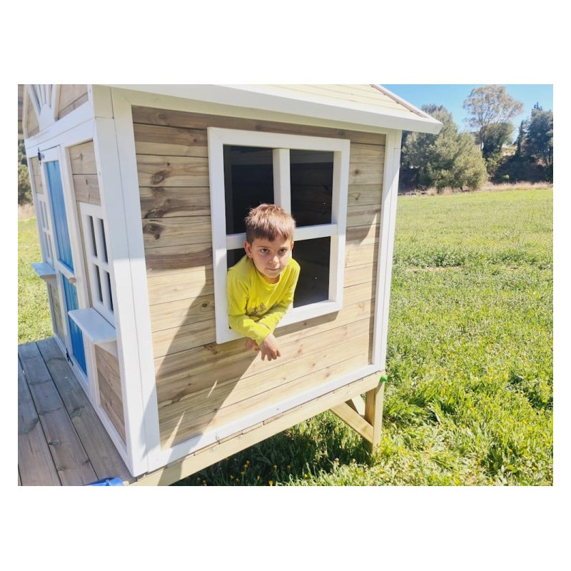 Casita infantil de madera por paneles Masgames VISBY elevada 60 cm Rosa