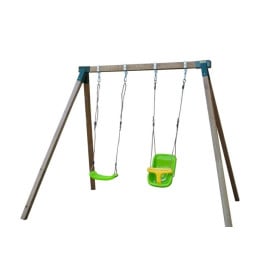 Columpio doble de madera cuadrada Masgames KARAI JUNIOR XL + asiento bebe