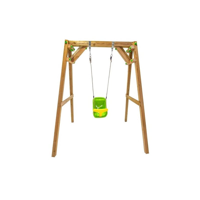 Columpio individual de madera cuadrada Masgames XYLO XL Con asiento bebe