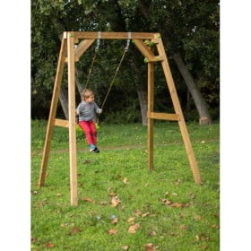 Columpio individual de madera cuadrada Masgames XYLO XL Con asiento bebe 2