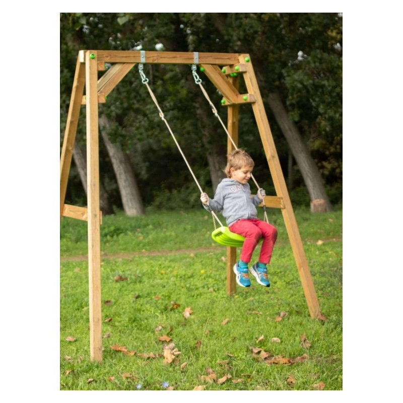 Columpio individual de madera cuadrada Masgames XYLO XL Con asiento bebe