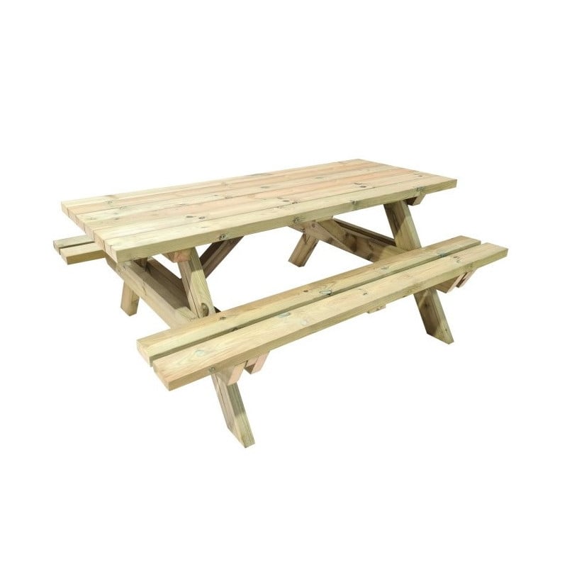 Mesa de picnic MASGAMES MUNICH L 180 cm largo Madera sin pintar Mesa sin respaldo