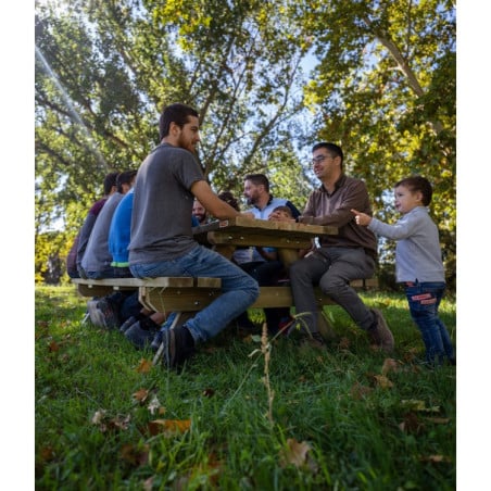 Mesa de picnic MASGAMES MUNICH L 180 cm largo Madera sin pintar Mesa sin respaldo