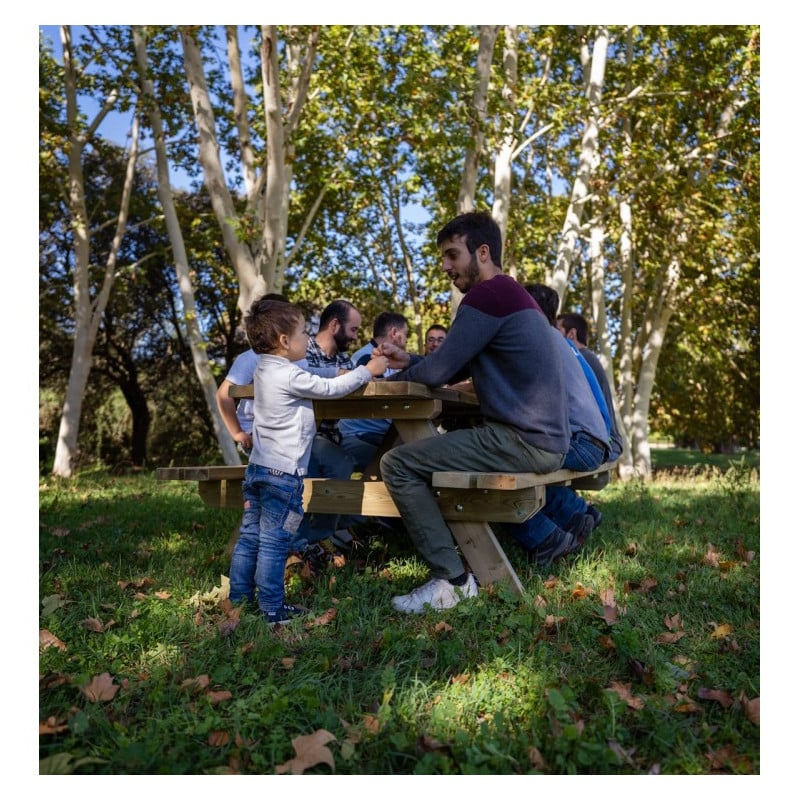 Mesa de picnic MASGAMES MUNICH L 180 cm largo Madera sin pintar Mesa sin respaldo