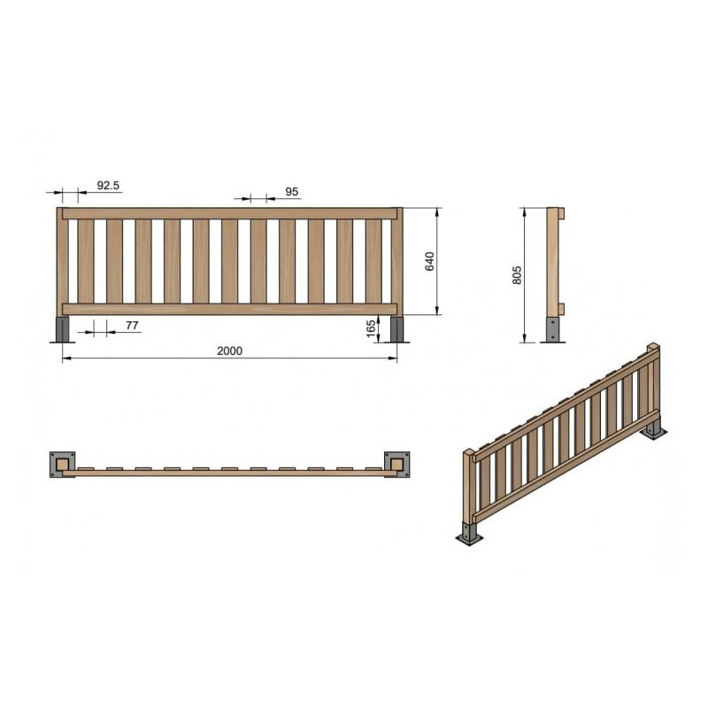 Valla de madera Masgames RECTA 80 Madera sin pintar