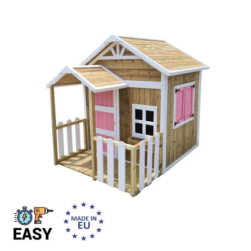 Casita infantil de madera por paneles Masgames OLDEN Rosa