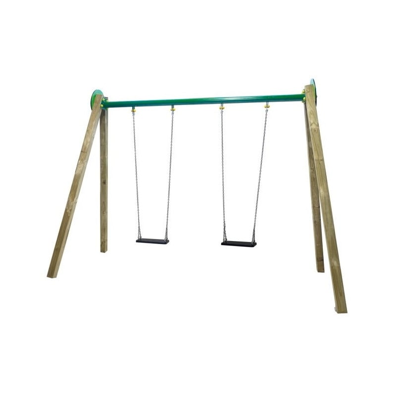 Columpio doble de madera Masgames DRACO (asientos planos) Superficie de hormigon (atornillado)