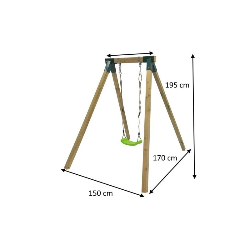 Columpio individual de madera cuadrada Masgames AIKO L
