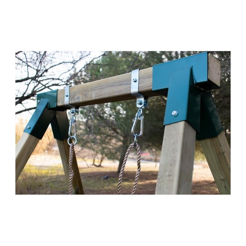 Columpio individual de madera cuadrada Masgames AIKO L + asiento bebe Verde Oscuro