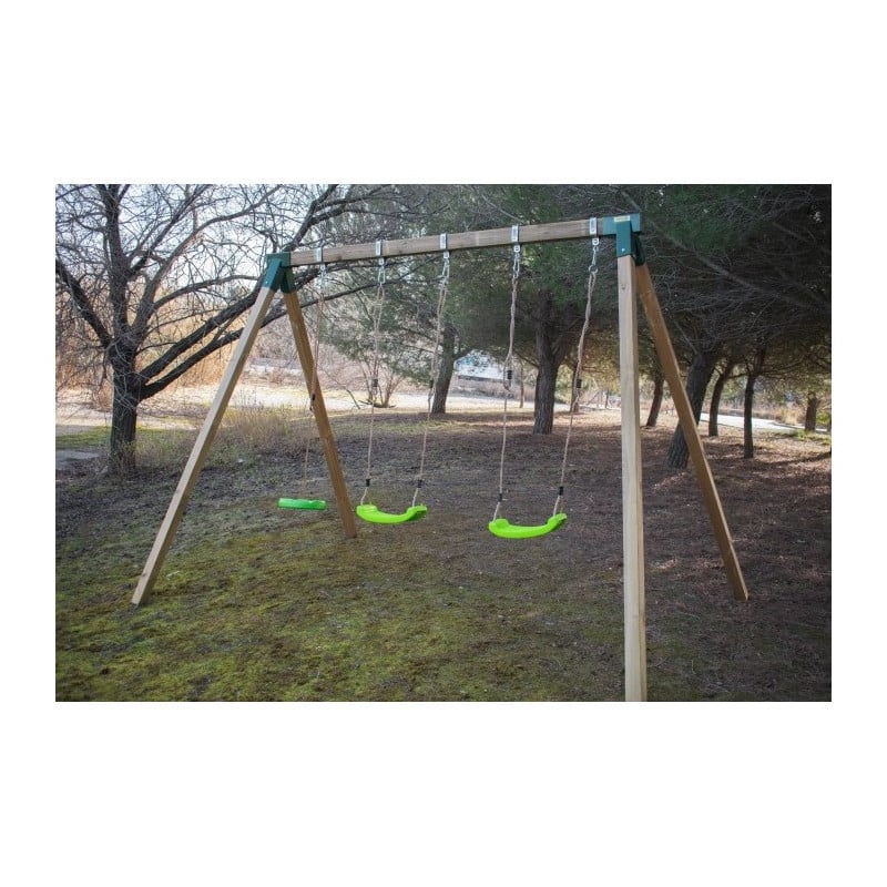 Columpio doble de madera cuadrada Masgames KAI XL