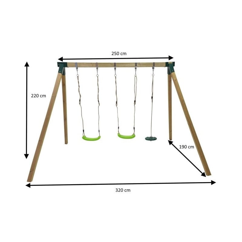 Columpio doble de madera cuadrada Masgames KAI XL