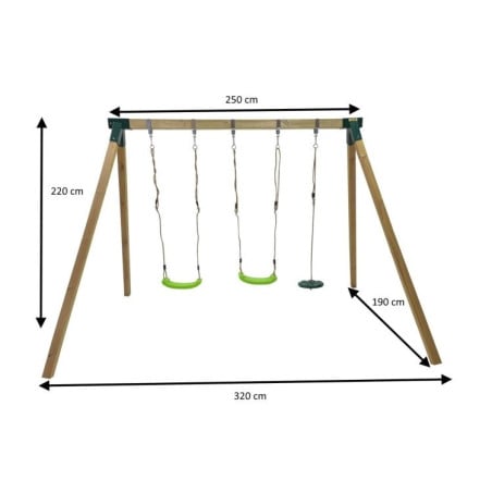 Columpio doble de madera cuadrada Masgames KAI XL