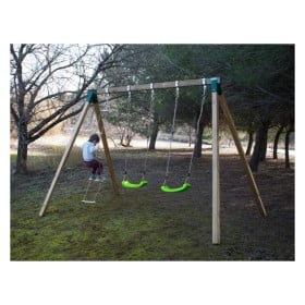 Columpio doble de madera cuadrada Masgames YUA XL 2