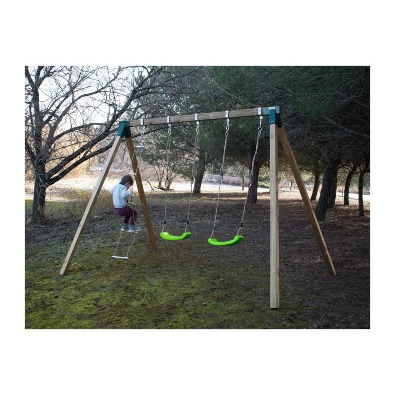 Columpio doble de madera cuadrada Masgames YUA XL