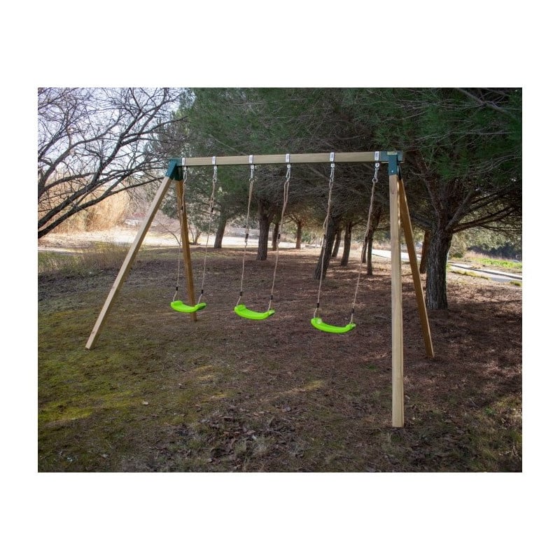 Columpio triple de madera cuadrada Masgames NORI XL