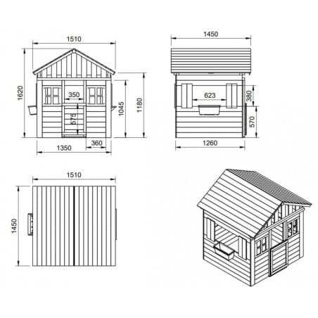 Casita de madera Masgames LOLLIPOP XL Blanca Sin suelo de madera