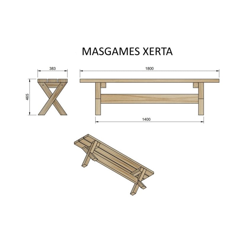 Banco de madera MASGAMES XERTA 180 cm