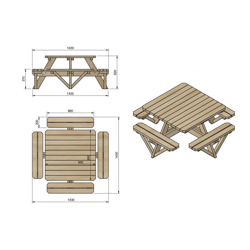 Mesa de picnic infantil MASGAMES PERSIC