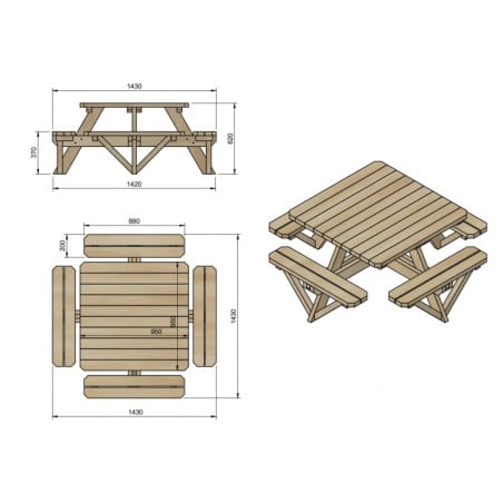 Mesa de picnic infantil MASGAMES PERSIC