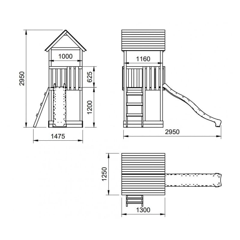Parque infantil Masgames TIBIDABO L techo de lona Escalada: con arenero en la base y pared de escalada