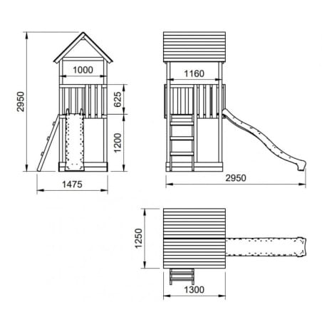 Parque infantil Masgames TIBIDABO L techo de lona Escalada: con arenero en la base y pared de escalada