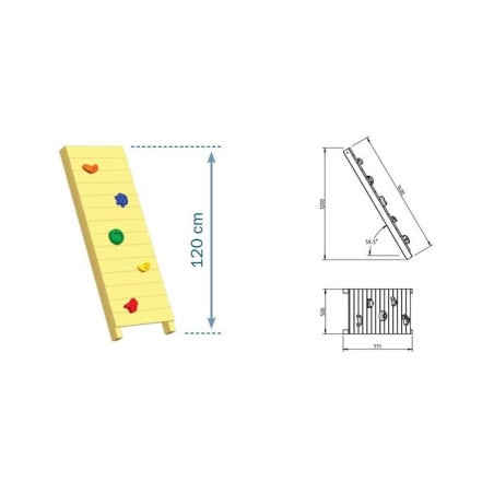 Pared de escalada MASGAMES WALL L (plataforma a 120 cm)