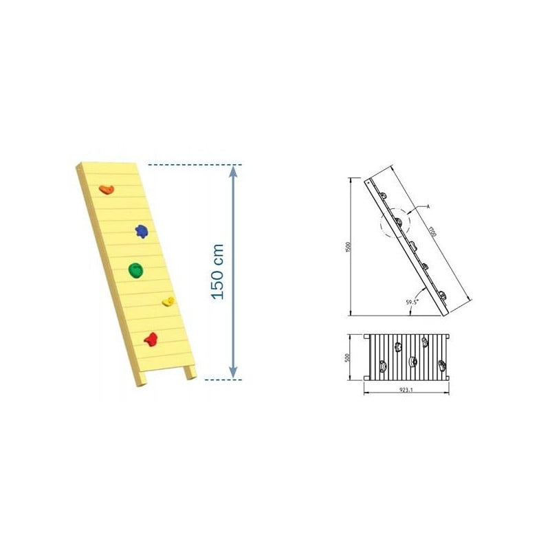 Pared de escalada MASGAMES WALL XL (plataforma a 150 cm)