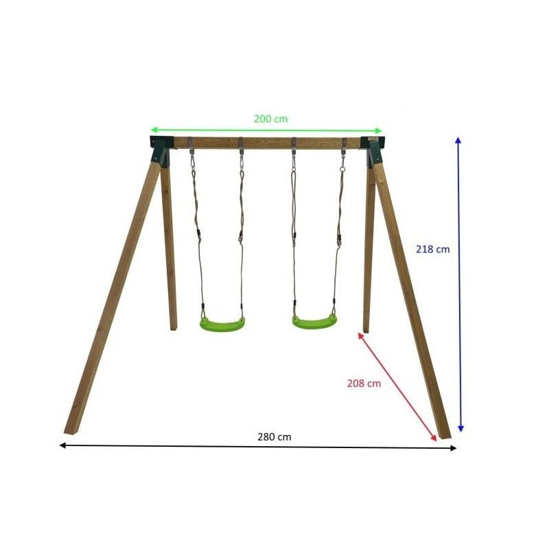 Columpio doble de madera cuadrada Masgames KARAI JUNIOR XL