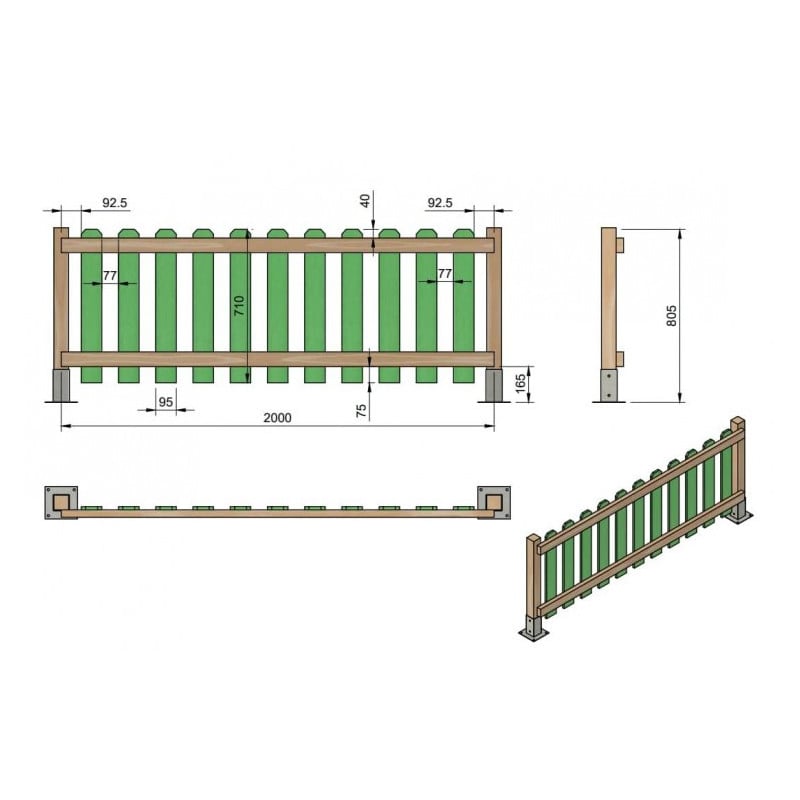 Valla de madera Masgames MERLET 80 Madera sin pintar