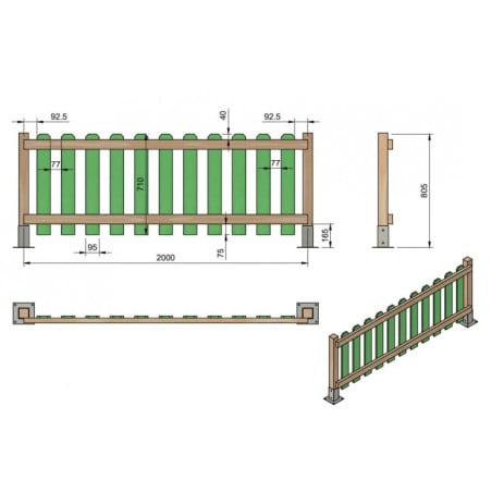 Valla de madera Masgames MERLET 80 Madera sin pintar