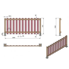 Valla de madera Masgames MERLET 100 Plus Madera sin pintar 2