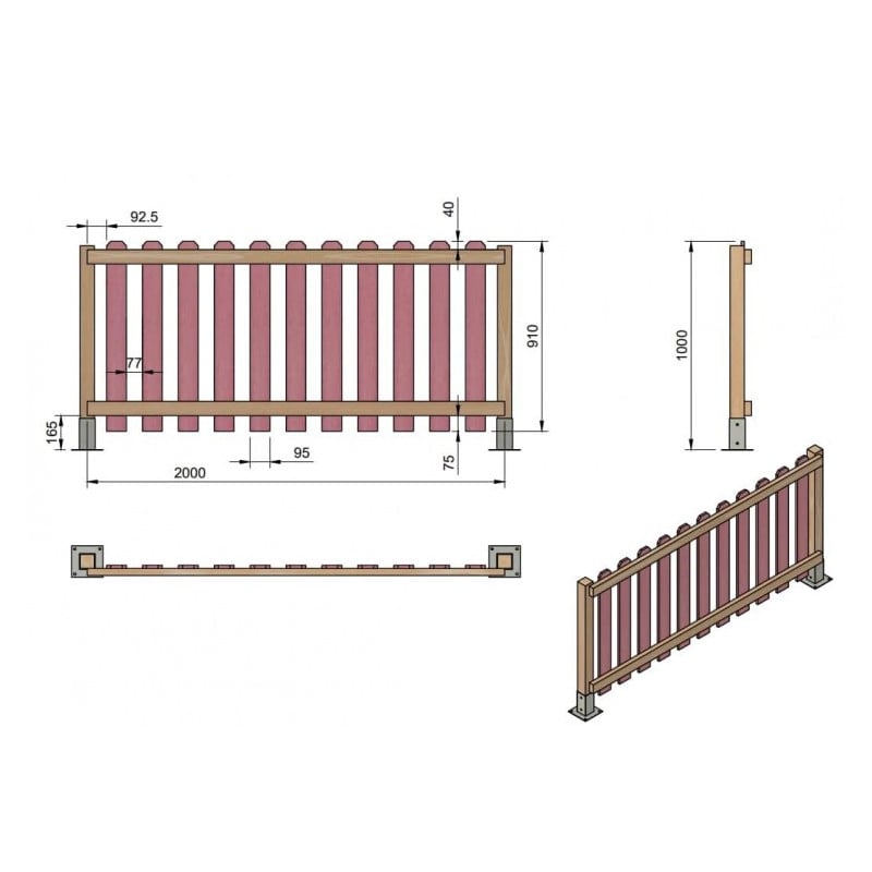 Valla de madera Masgames MERLET 100 Plus Madera sin pintar