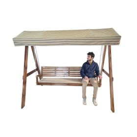 Balancin de jardin MASGAMES ELNA XL con techo de lona Con cojin en el banco