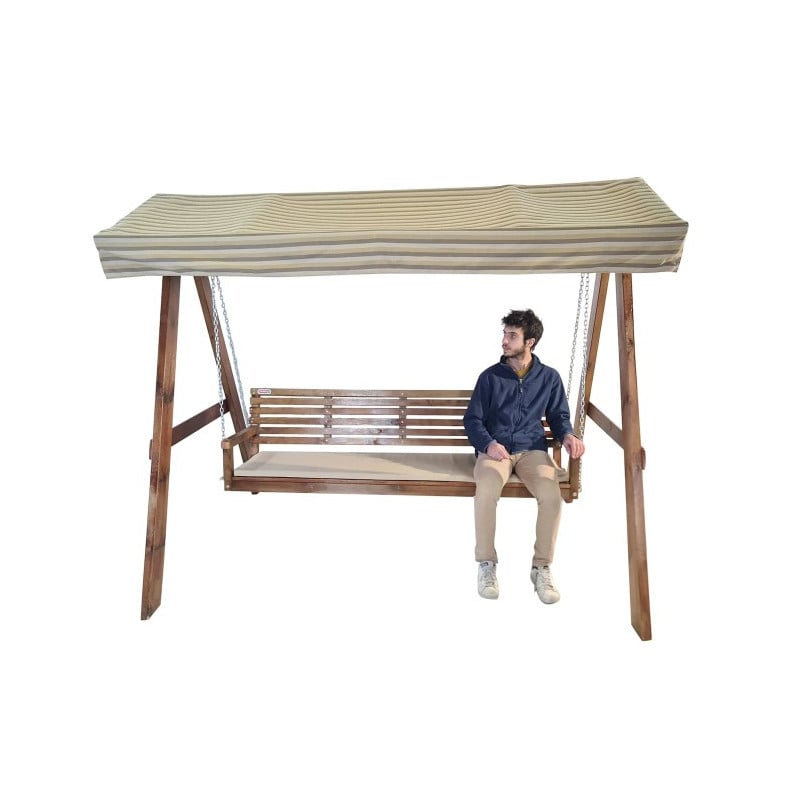 Balancin de jardin MASGAMES ELNA XL con techo de lona Con cojin en el banco