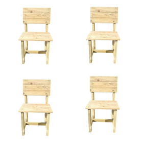 Set de 4 Sillas de madera de exterior MASGAMES BATEA Madera sin pintar