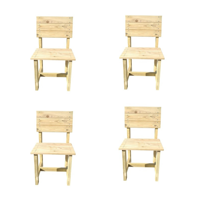 Set de 4 Sillas de madera de exterior MASGAMES BATEA Madera sin pintar