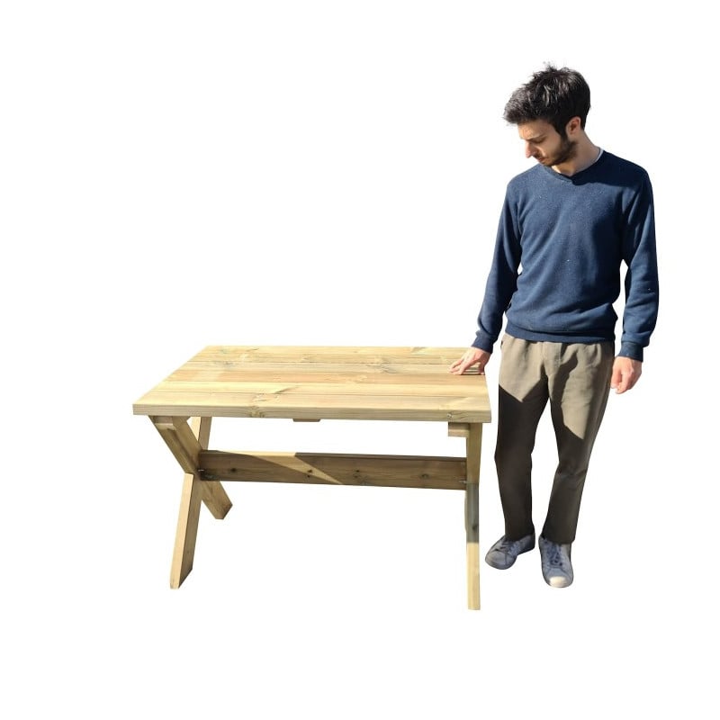 Mesa de madera exterior MASGAMES XERTA 120 cm Madera sin pintar