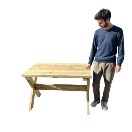 Mesa de madera exterior MASGAMES XERTA 120 cm Madera sin pintar