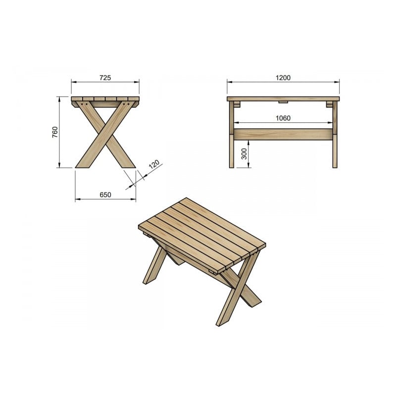 Mesa de madera exterior MASGAMES XERTA 120 cm Marron