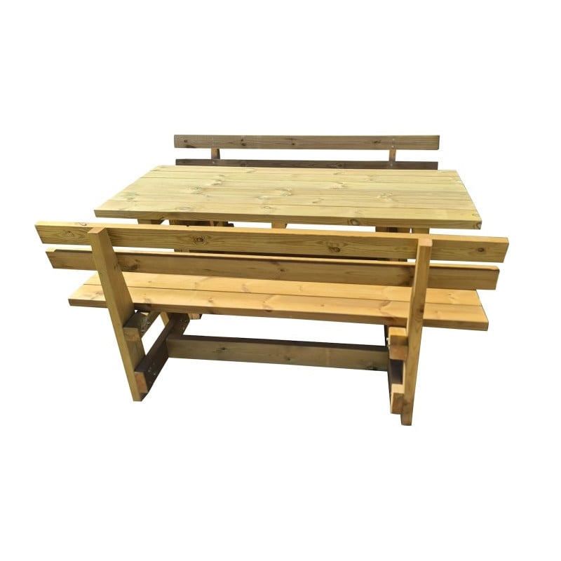 Mesa de madera de exterior MASGAMES CALELLA con bancos con respaldo MASGAMES VIC
