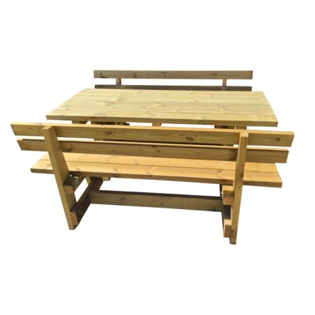 Mesa de madera de exterior MASGAMES CALELLA con bancos con respaldo MASGAMES VIC