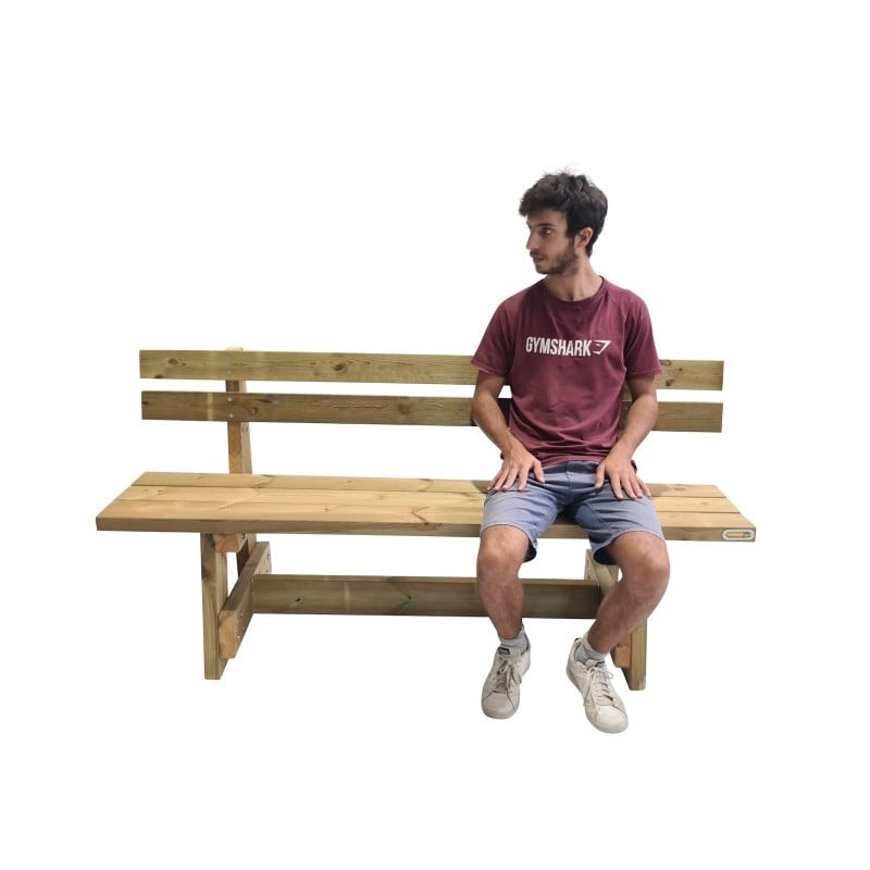 Mesa de madera de exterior MASGAMES CALELLA con bancos con respaldo MASGAMES VIC