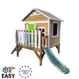 Casita infantil de madera por paneles Masgames FLAM elevada 60 cm Verde