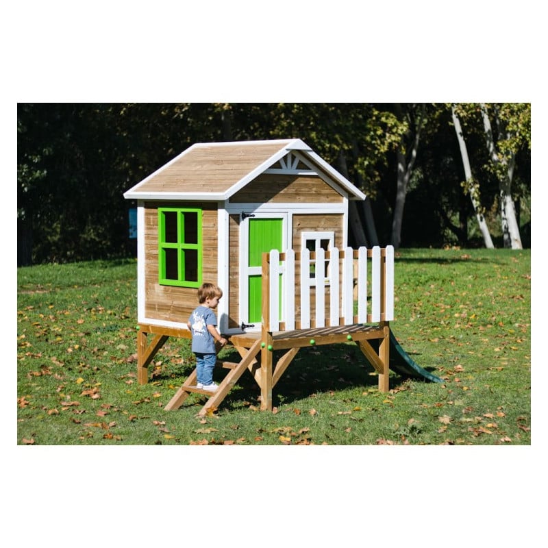 Casita infantil de madera por paneles Masgames FLAM elevada 60 cm Rosa