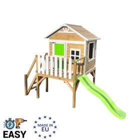 Casita infantil de madera por paneles Masgames FLAM elevada 90 cm Verde