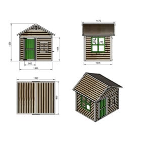 Casita infantil de madera por paneles Masgames FLAM elevada 90 cm Verde 2