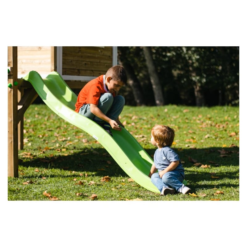 Casita infantil de madera por paneles Masgames FLAM elevada 90 cm Verde