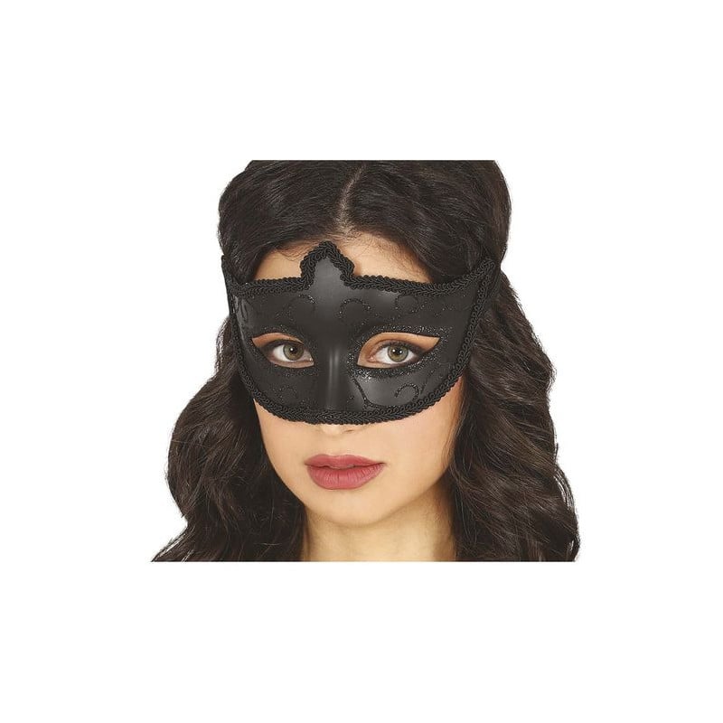 Antifaz Negro Con Glitter